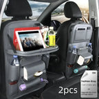 PU Leather Car Storage Bag Multifunction Seat Back Tray Hanging Bag Waterproof Car Organizer Automotive Interior Accessories cjdropshipping