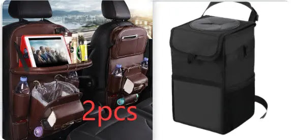 PU Leather Car Storage Bag Multifunction Seat Back Tray Hanging Bag Waterproof Car Organizer Automotive Interior Accessories cjdropshipping