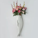 Simple Modern Creative Wall Ceramic Goldfish Vase Restaurant Mural Wall Hanging Three-Dimensional Wall Decoration Wholesale cjdropshipping
