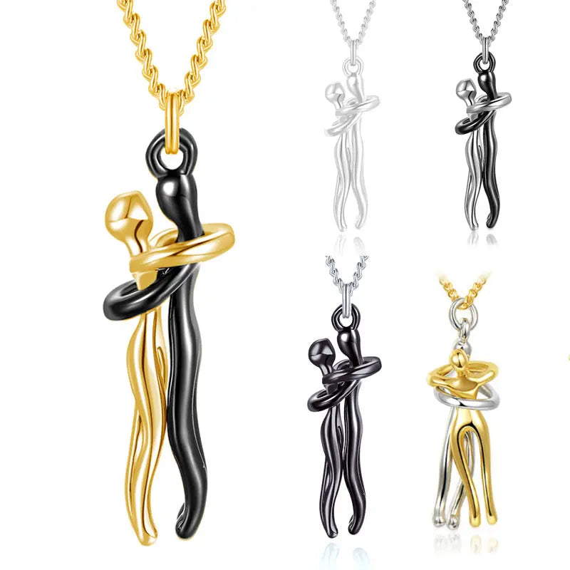 Hot Sale Affectionate Hug Necklace Couples Anniversary Valentine's Day  Gift Fashion Punk Street Style Pendant Necklace - Grab Online Now