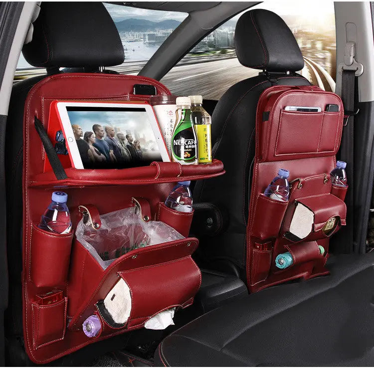 PU Leather Car Storage Bag Multifunction Seat Back Tray Hanging Bag Waterproof Car Organizer Automotive Interior Accessories - Grab Online Now