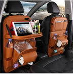 PU Leather Car Storage Bag Multifunction Seat Back Tray Hanging Bag Waterproof Car Organizer Automotive Interior Accessories cjdropshipping