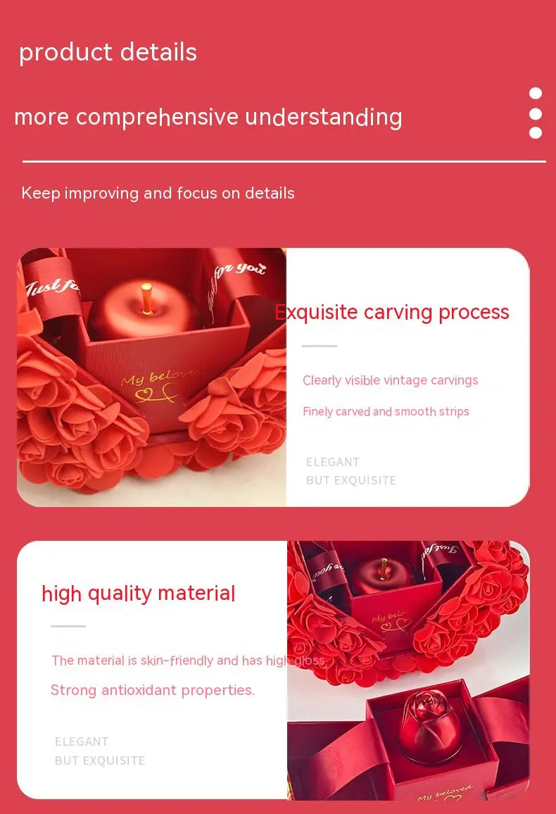 Valentines Day Gift Soap Rose Gift Box Crystal Pendant Necklace Eternal Flower Jewelry Box Set Wedding Birthday Gift For Girlfriend - Grab Online Now