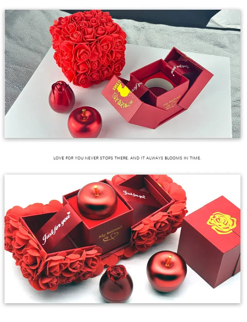Valentines Day Gift Soap Rose Gift Box Crystal Pendant Necklace Eternal Flower Jewelry Box Set Wedding Birthday Gift For Girlfriend - Grab Online Now
