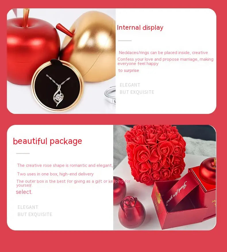 Valentines Day Gift Soap Rose Gift Box Crystal Pendant Necklace Eternal Flower Jewelry Box Set Wedding Birthday Gift For Girlfriend - Grab Online Now