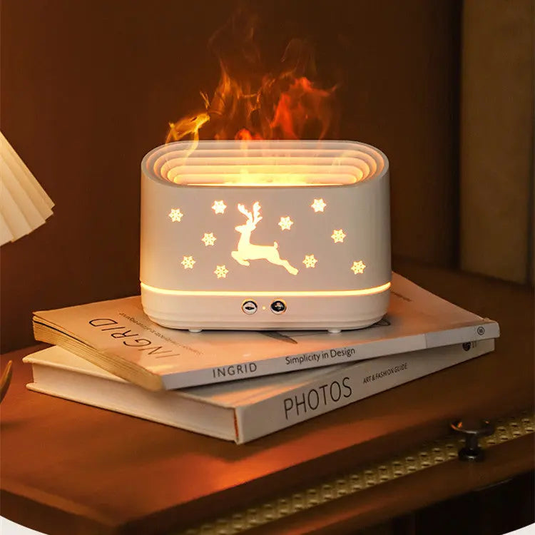 Elk Flame Humidifier Diffuser Mute Household Atmosphere Lamp Christmas Home Decorations cjdropshipping