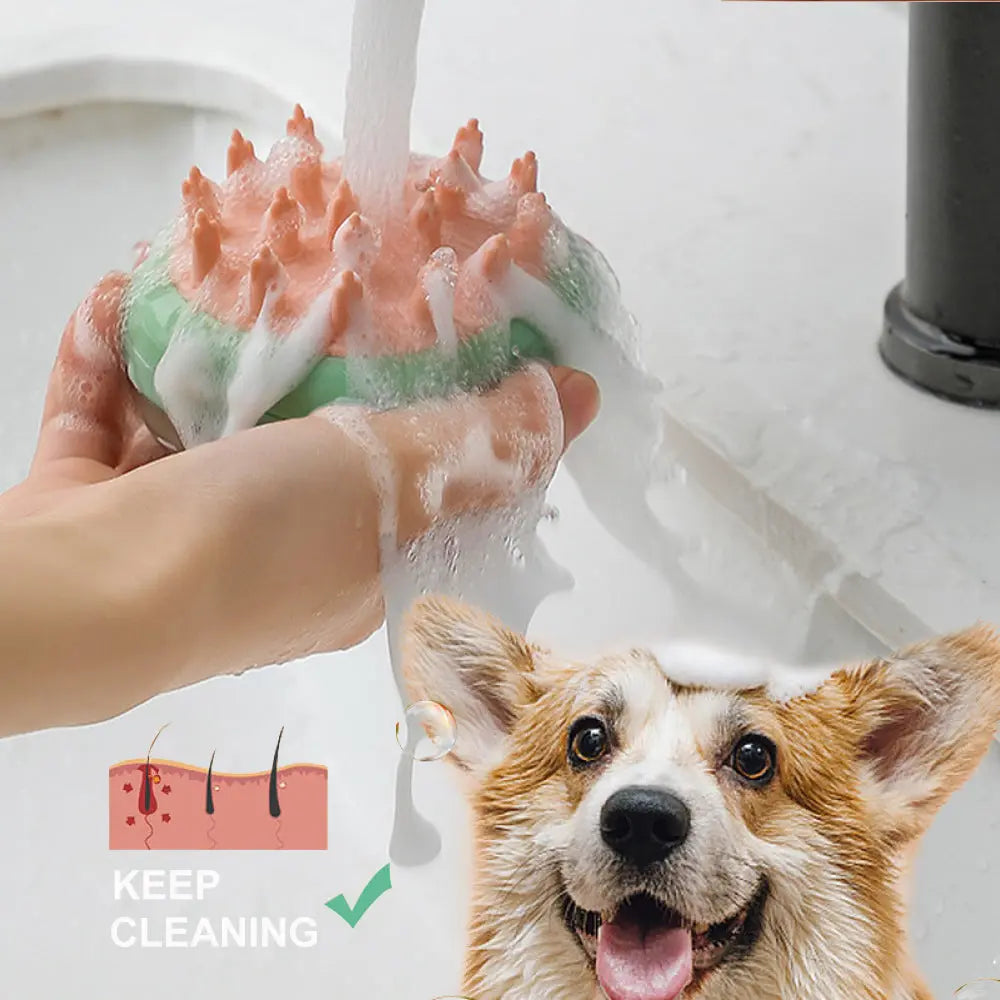 New 2 In 1 Pet Cat Dog Cleaning Bathing Massage Shampoo Soap Dispensing Grooming Brush Pets Supplies cjdropshipping