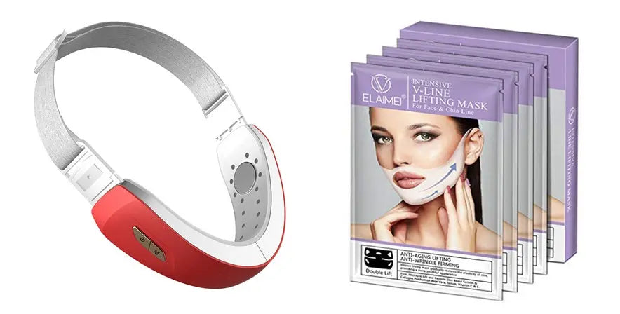 LED Photon Therapy V-shaped Slimming Facial Micro-current Electric Vibration Lifting Massager cjdropshipping