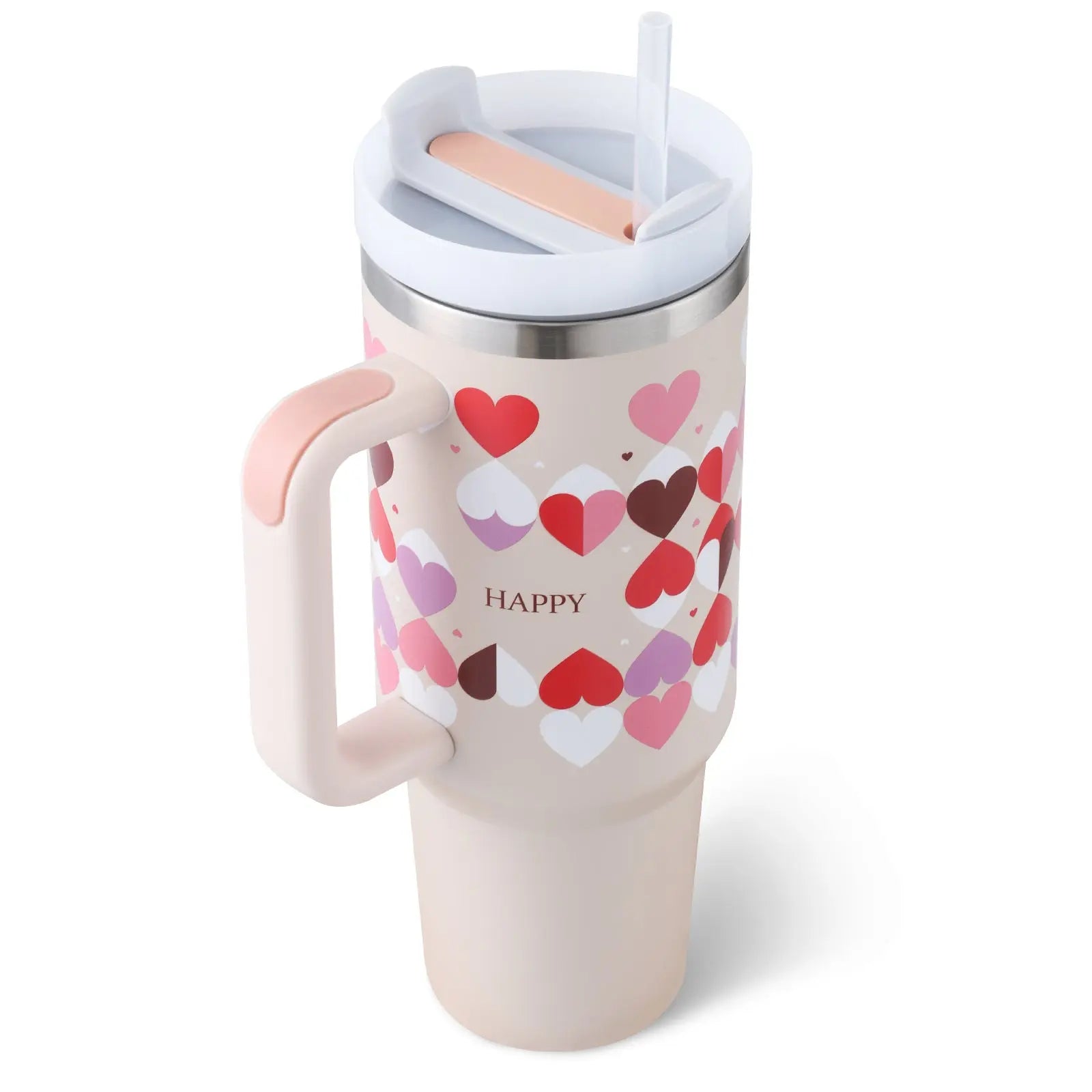 40 Oz Tumbler With Handle Straw Insulated, Stainless Steel Spill Proof Vacuum Coffee Cup Tumbler With Lid Tapered Mug Gifts For Valentine Lover Suitable For Car Gym Office Travel cjdropshipping