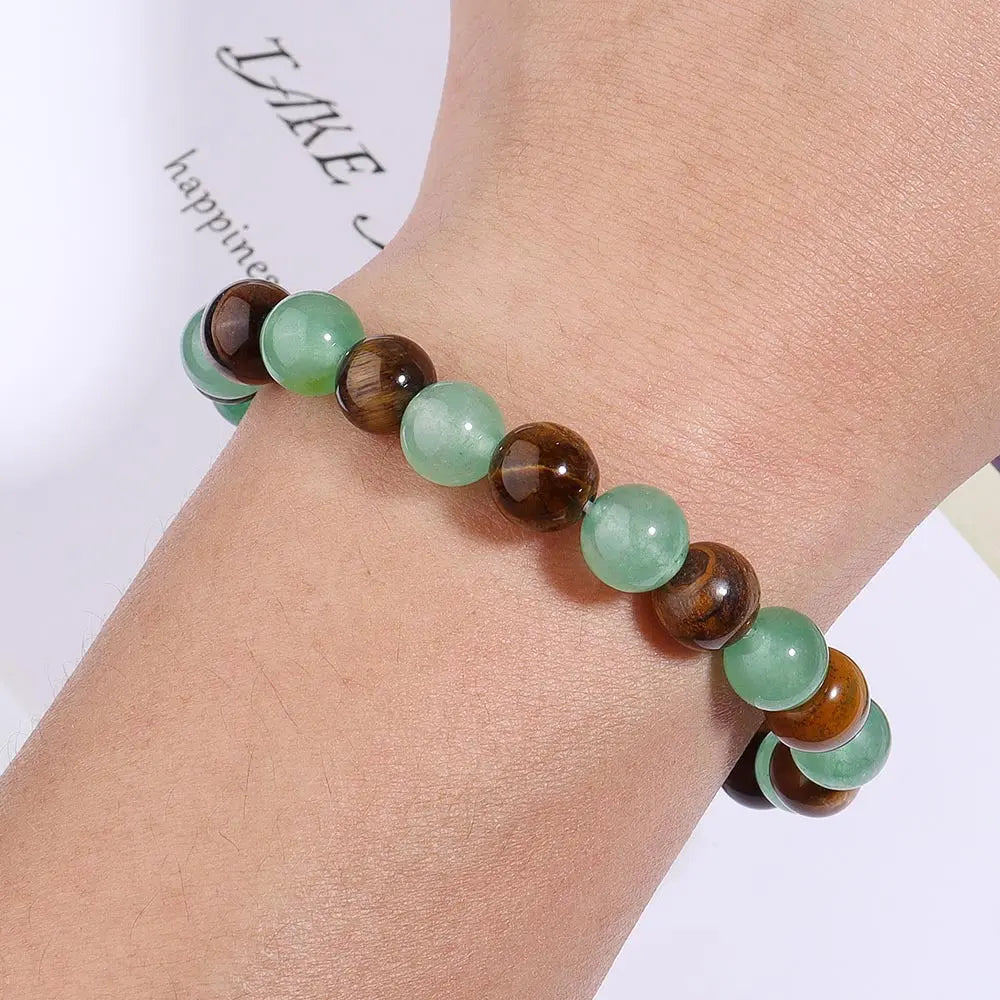 Natural Tiger Eye & Green Jade Bracelet For Abundance Handcrafted Beads For Energy & Style Adults Money & Success cjdropshipping