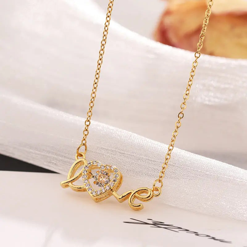 Valentines Day Gift New Titanium Steel Necklace Fashion New Love Smart Necklace Female Clavicle Chain Fashion Jewelry Woman - Grab Online Now