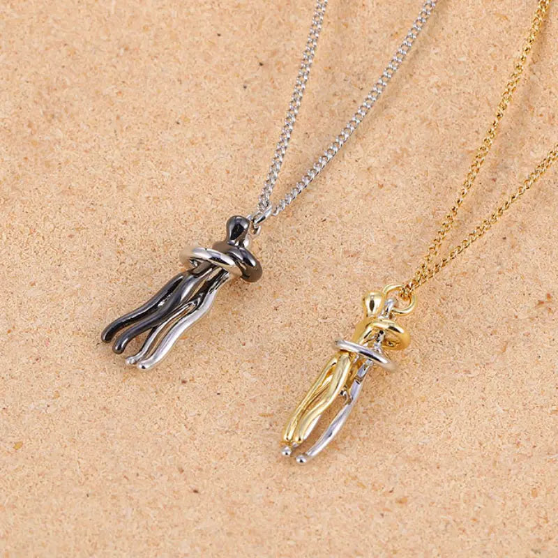 Hot Sale Affectionate Hug Necklace Couples Anniversary Valentine's Day  Gift Fashion Punk Street Style Pendant Necklace - Grab Online Now
