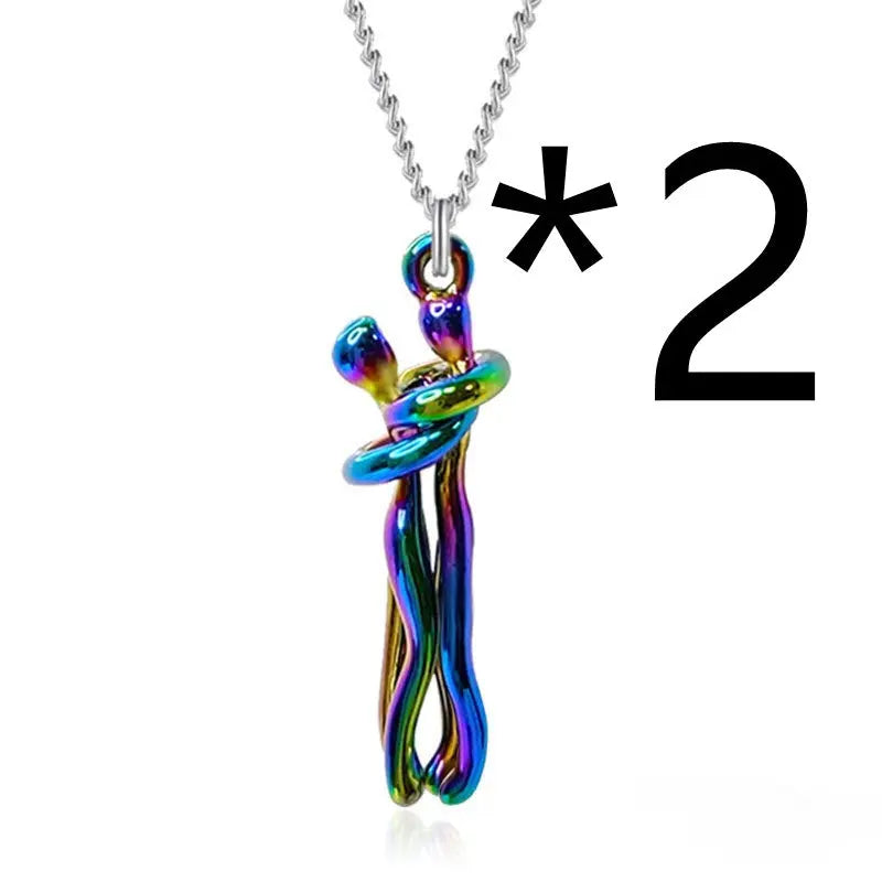 Hot Sale Affectionate Hug Necklace Couples Anniversary Valentine's Day  Gift Fashion Punk Street Style Pendant Necklace - Grab Online Now