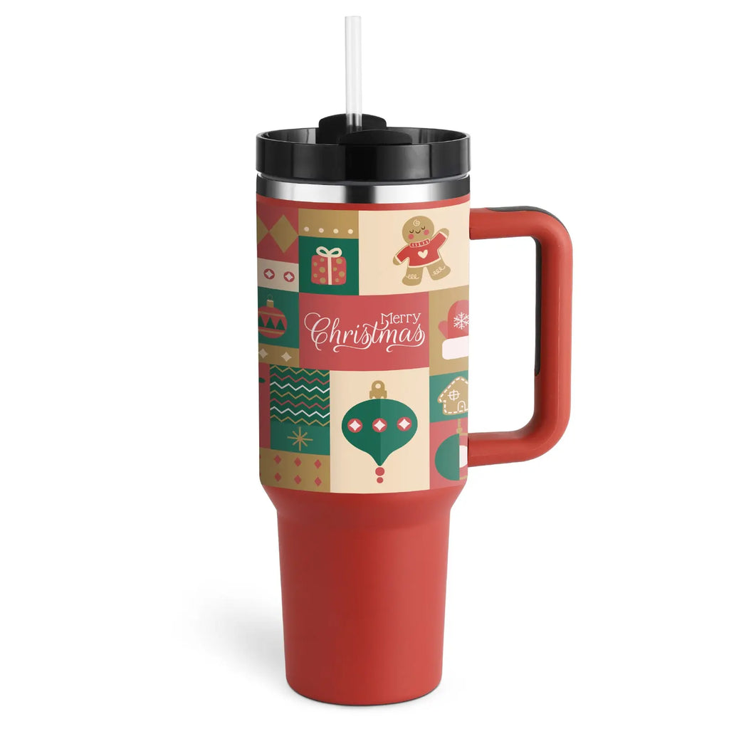 40 Oz Tumbler With Handle Straw Insulated, Stainless Steel Spill Proof Vacuum Coffee Cup Tumbler With Lid Tapered Mug Gifts For Valentine Lover Suitable For Car Gym Office Travel cjdropshipping