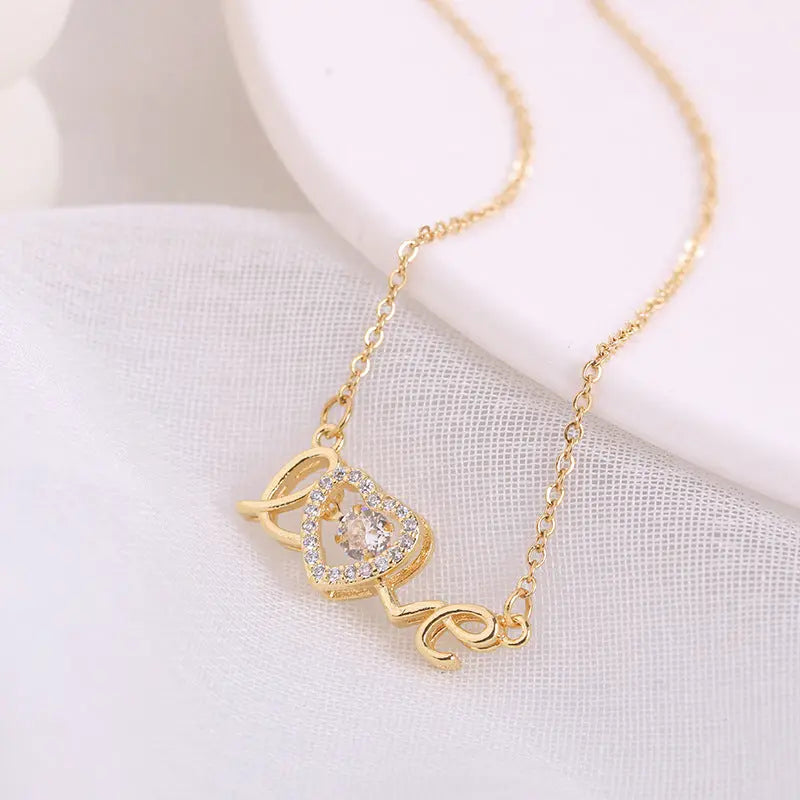 Valentines Day Gift New Titanium Steel Necklace Fashion New Love Smart Necklace Female Clavicle Chain Fashion Jewelry Woman - Grab Online Now