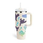 40 Oz Tumbler With Handle Straw Insulated, Stainless Steel Spill Proof Vacuum Coffee Cup Tumbler With Lid Tapered Mug Gifts For Valentine Lover Suitable For Car Gym Office Travel cjdropshipping