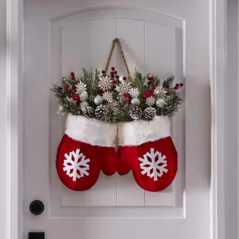 Christmas Garland Creative Glove Shaped Simulated Flower Wreath cjdropshipping