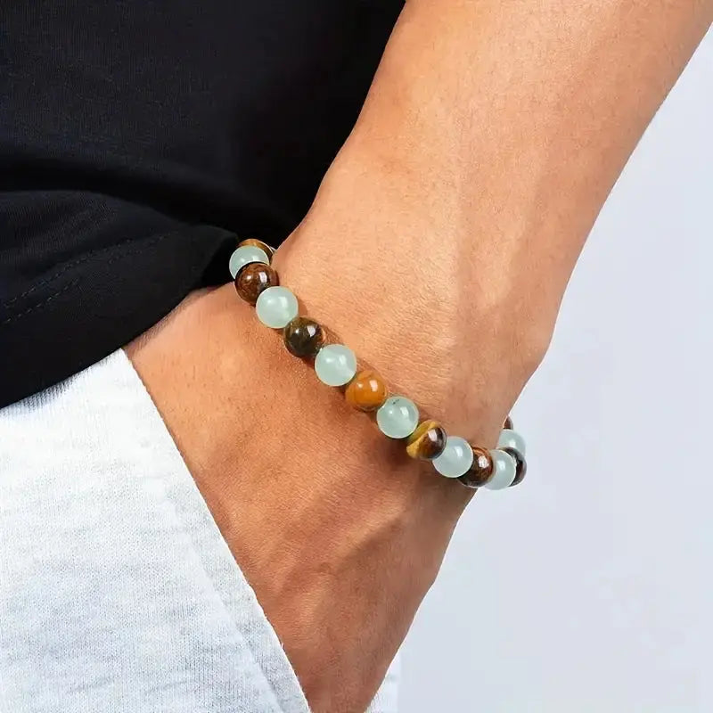 Natural Tiger Eye & Green Jade Bracelet For Abundance Handcrafted Beads For Energy & Style Adults Money & Success cjdropshipping