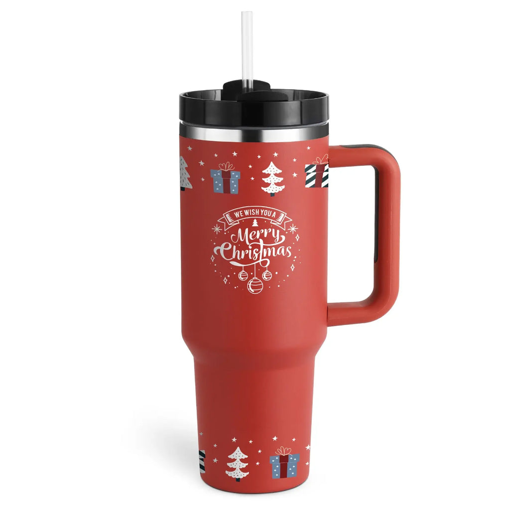 40 Oz Tumbler With Handle Straw Insulated, Stainless Steel Spill Proof Vacuum Coffee Cup Tumbler With Lid Tapered Mug Gifts For Valentine Lover Suitable For Car Gym Office Travel cjdropshipping
