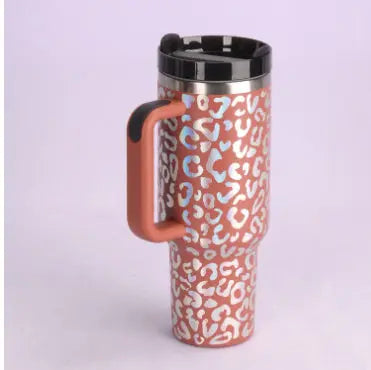 40 Oz Tumbler With Handle Straw Insulated, Stainless Steel Spill Proof Vacuum Coffee Cup Tumbler With Lid Tapered Mug Gifts For Valentine Lover Suitable For Car Gym Office Travel cjdropshipping