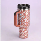 40 Oz Tumbler With Handle Straw Insulated, Stainless Steel Spill Proof Vacuum Coffee Cup Tumbler With Lid Tapered Mug Gifts For Valentine Lover Suitable For Car Gym Office Travel cjdropshipping