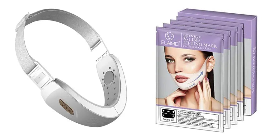 LED Photon Therapy V-shaped Slimming Facial Micro-current Electric Vibration Lifting Massager cjdropshipping