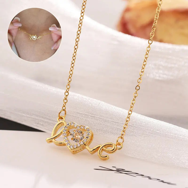 Valentines Day Gift New Titanium Steel Necklace Fashion New Love Smart Necklace Female Clavicle Chain Fashion Jewelry Woman - Grab Online Now