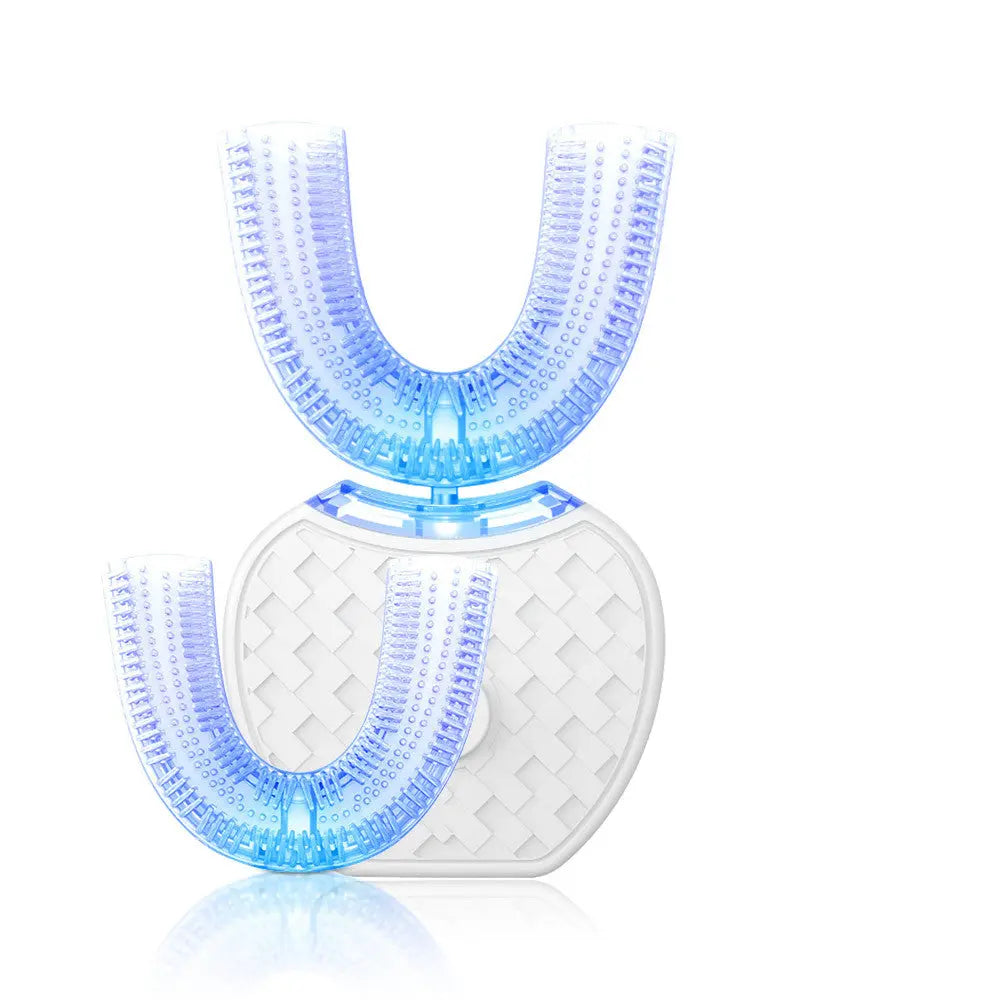 360 Degrees Intelligent Automatic Electric Toothbrush Waterproof U Type Tooth Brush Whitening Blue Light USB Charging - Grab Online Now