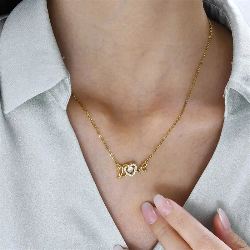 Valentines Day Gift New Titanium Steel Necklace Fashion New Love Smart Necklace Female Clavicle Chain Fashion Jewelry Woman - Grab Online Now