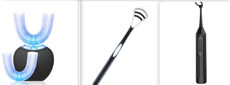 360 Degrees Intelligent Automatic Electric Toothbrush Waterproof U Type Tooth Brush Whitening Blue Light USB Charging - Grab Online Now