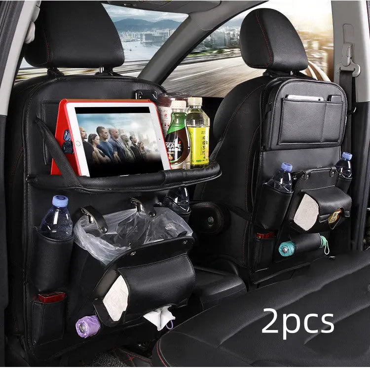 PU Leather Car Storage Bag Multifunction Seat Back Tray Hanging Bag Waterproof Car Organizer Automotive Interior Accessories cjdropshipping