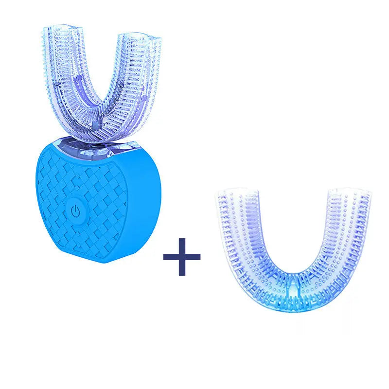 360 Degrees Intelligent Automatic Electric Toothbrush Waterproof U Type Tooth Brush Whitening Blue Light USB Charging cjdropshipping