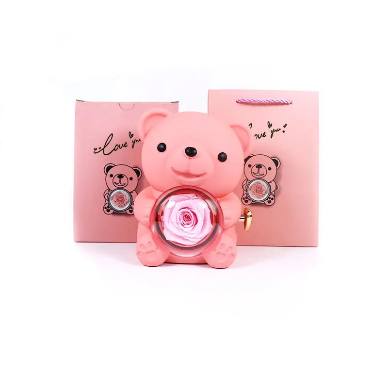 Eternal Rose Teddy Bear Gifts Box With Necklace - Grab Online Now