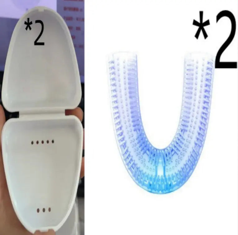 360 Degrees Intelligent Automatic Electric Toothbrush Waterproof U Type Tooth Brush Whitening Blue Light USB Charging - Grab Online Now
