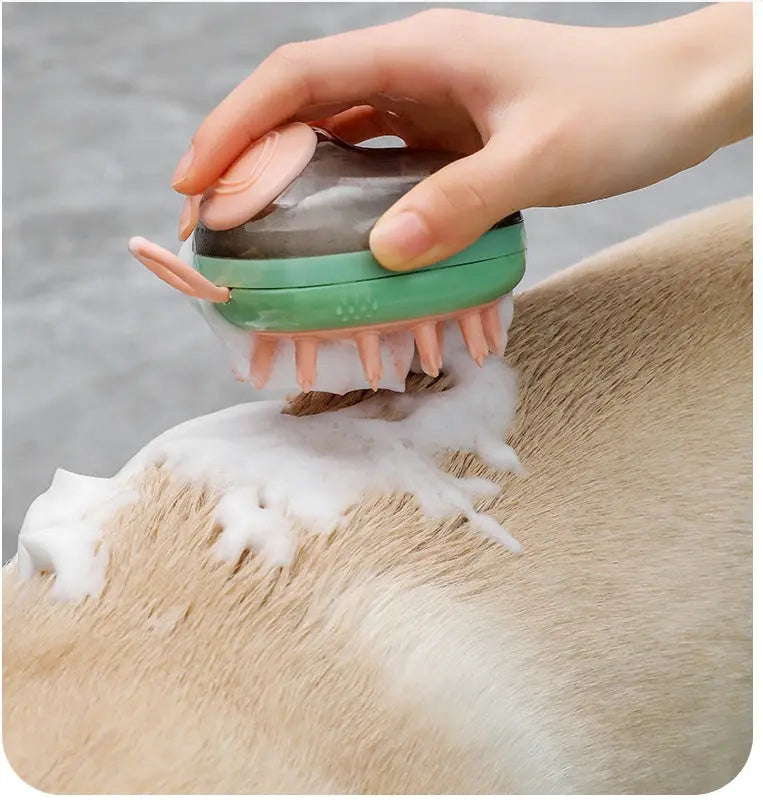 New 2 In 1 Pet Cat Dog Cleaning Bathing Massage Shampoo Soap Dispensing Grooming Brush Pets Supplies cjdropshipping