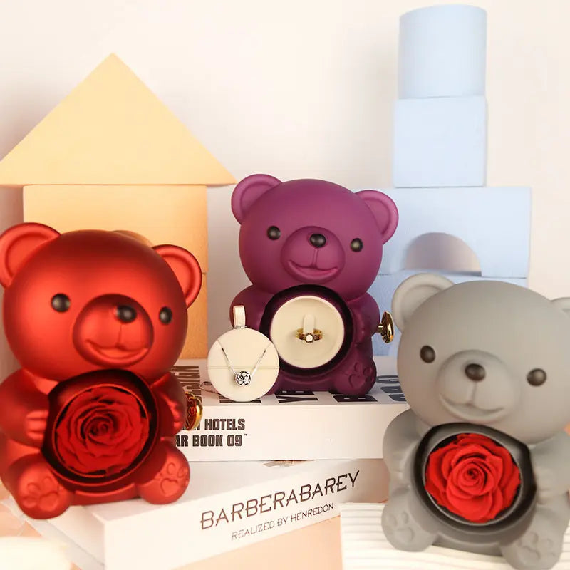 Eternal Rose Teddy Bear Gifts Box With Necklace - Grab Online Now