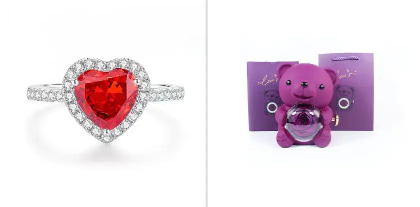 Eternal Rose Teddy Bear Gifts Box With Necklace - Grab Online Now