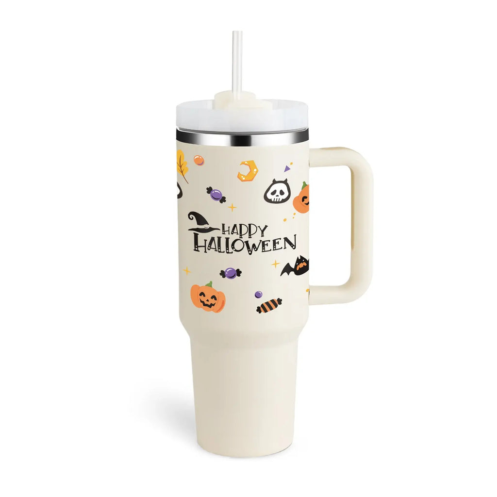 40 Oz Tumbler With Handle Straw Insulated, Stainless Steel Spill Proof Vacuum Coffee Cup Tumbler With Lid Tapered Mug Gifts For Valentine Lover Suitable For Car Gym Office Travel cjdropshipping
