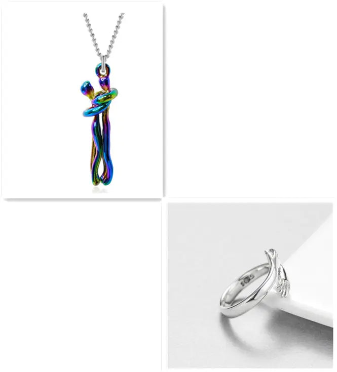 Love Hug Necklace Unisex Men Women Couple Jewelry Simple Temperament Clavicle Chain Valentines Day Lover Gift cjdropshipping