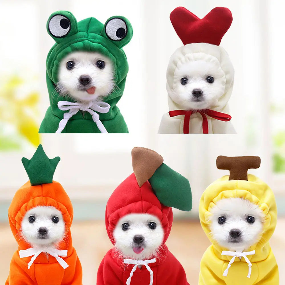 Cute Fruit Dog Clothes For Small Dogs Hoodies Winter Warm Fleece Pet Clothing Puppy Cat Costume Coat For French Chihuahua Outfit cjdropshipping