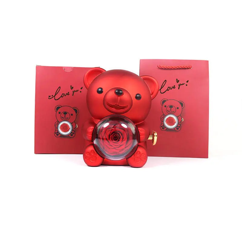 Eternal Rose Teddy Bear Gifts Box With Necklace - Grab Online Now
