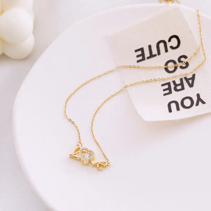 Valentines Day Gift New Titanium Steel Necklace Fashion New Love Smart Necklace Female Clavicle Chain Fashion Jewelry Woman - Grab Online Now
