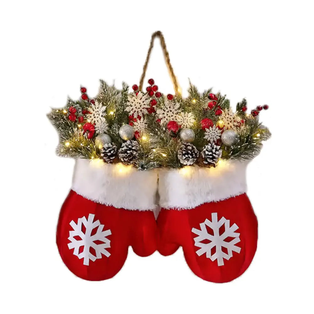 Christmas Garland Creative Glove Shaped Simulated Flower Wreath cjdropshipping