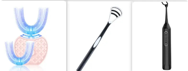 360 Degrees Intelligent Automatic Electric Toothbrush Waterproof U Type Tooth Brush Whitening Blue Light USB Charging cjdropshipping