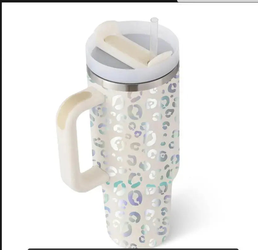40 Oz Tumbler With Handle Straw Insulated, Stainless Steel Spill Proof Vacuum Coffee Cup Tumbler With Lid Tapered Mug Gifts For Valentine Lover Suitable For Car Gym Office Travel cjdropshipping