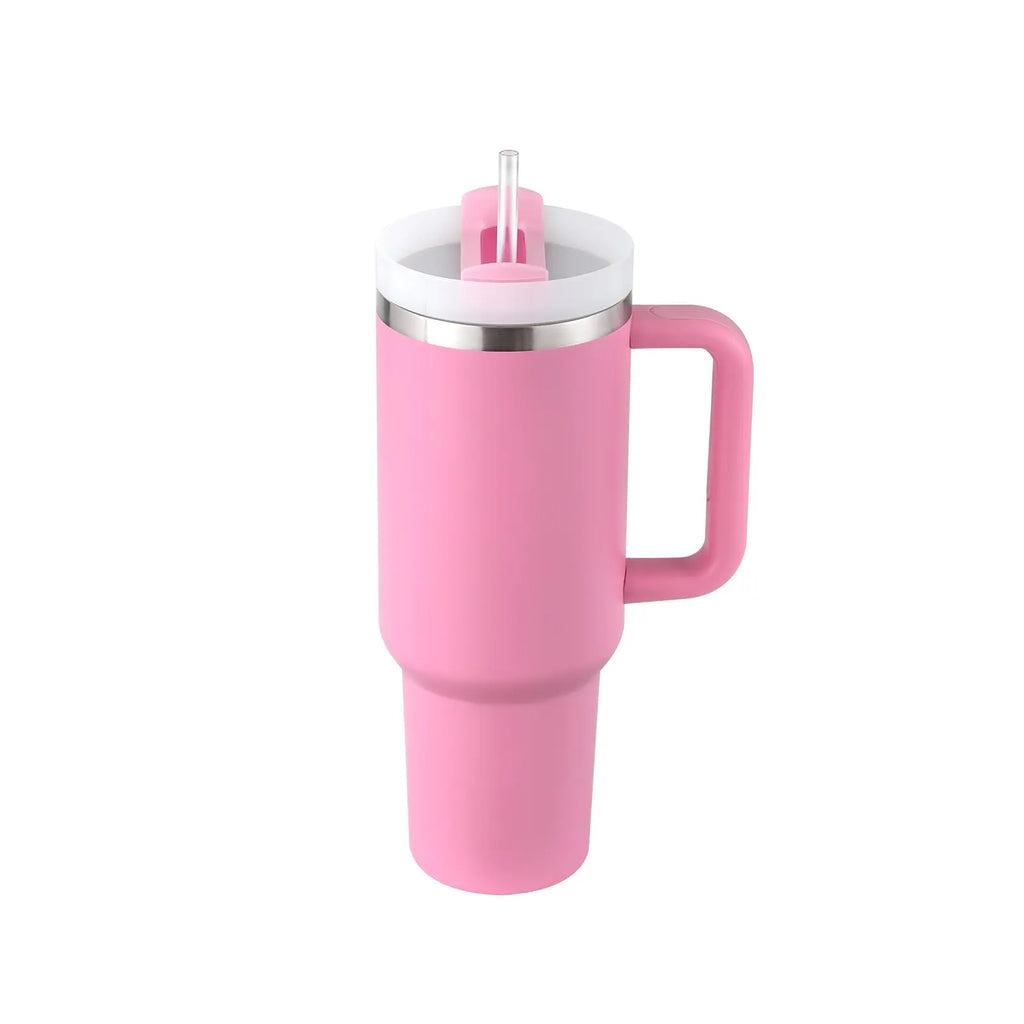40 Oz Tumbler With Handle Straw Insulated, Stainless Steel Spill Proof Vacuum Coffee Cup Tumbler With Lid Tapered Mug Gifts For Valentine Lover Suitable For Car Gym Office Travel cjdropshipping