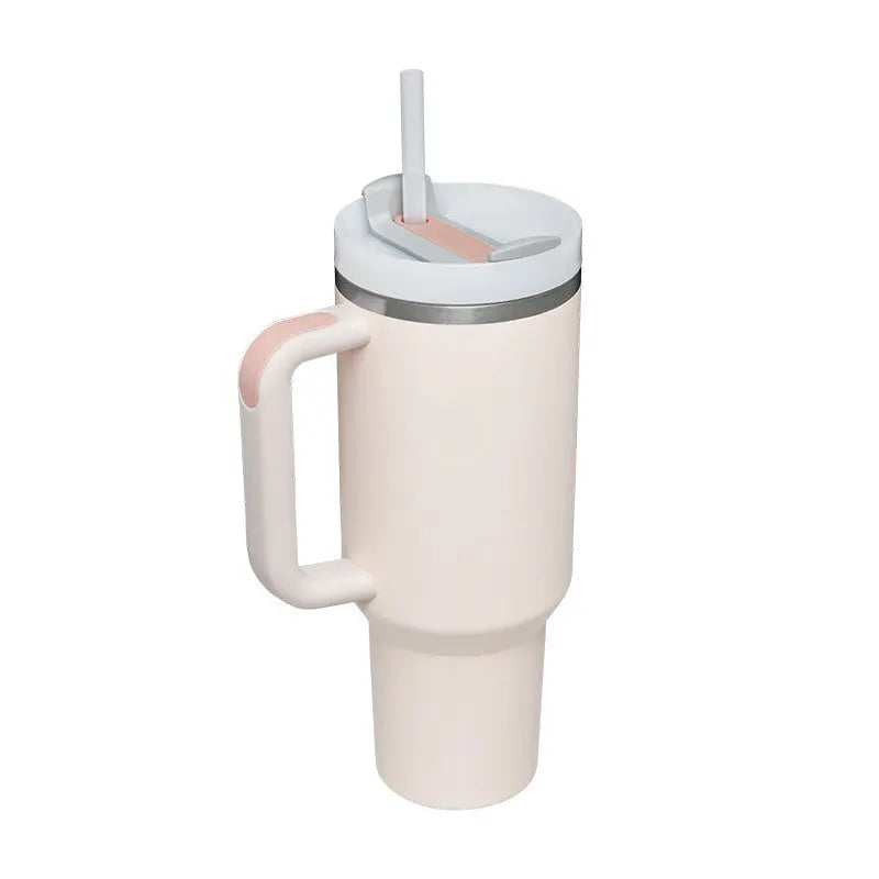 40 Oz Tumbler With Handle Straw Insulated, Stainless Steel Spill Proof Vacuum Coffee Cup Tumbler With Lid Tapered Mug Gifts For Valentine Lover Suitable For Car Gym Office Travel cjdropshipping