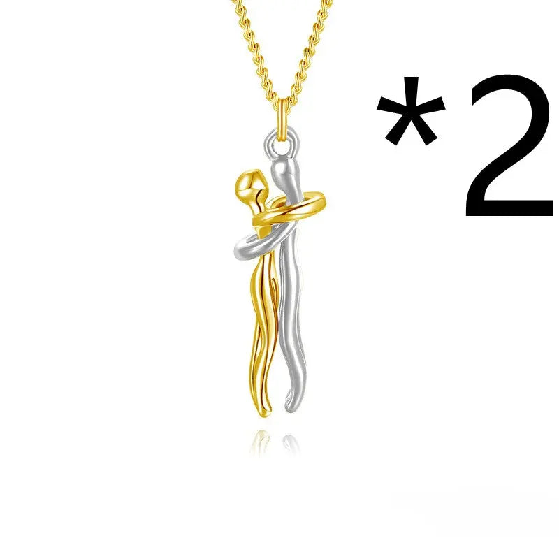 Hot Sale Affectionate Hug Necklace Couples Anniversary Valentine's Day  Gift Fashion Punk Street Style Pendant Necklace - Grab Online Now