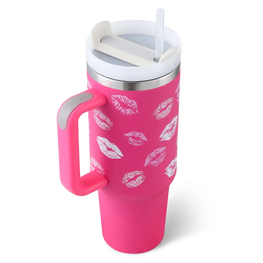 40 Oz Tumbler With Handle Straw Insulated, Stainless Steel Spill Proof Vacuum Coffee Cup Tumbler With Lid Tapered Mug Gifts For Valentine Lover Suitable For Car Gym Office Travel cjdropshipping