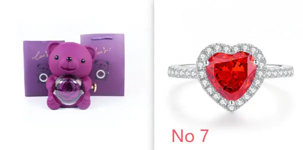 Eternal Rose Teddy Bear Gifts Box With Necklace - Grab Online Now